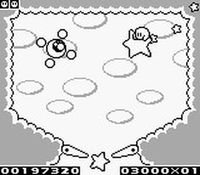 une photo d'Ã©cran de Kirby s Pinball Land sur Nintendo Game Boy